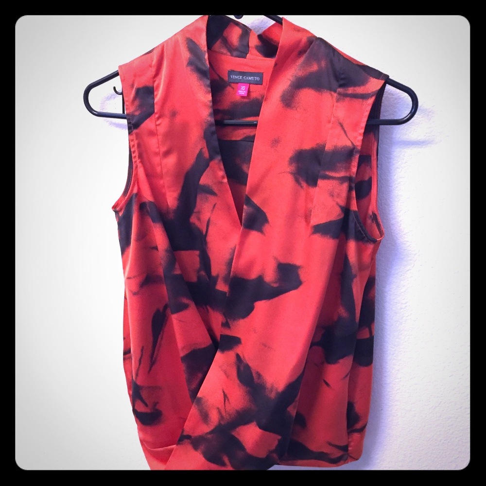 Vince Camino Drape Front Satin Blouse XS